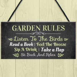 Red Ocean Garden Rules Garden Signs And Plaques, Garden Shed Signs, Summer House Accessories, Novelty Home Decor Signs, Garden Signs And Plaques For Outside