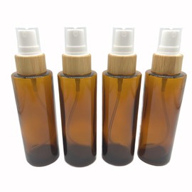 BEECO GIF2U Empty Cosmetic Glass Spray Bottles 2.6oz/80ml 4 PACK with Fine Mist Dispenser for Liquid Perfume Toiletries Containers,Toner Containers(Brown Clear)