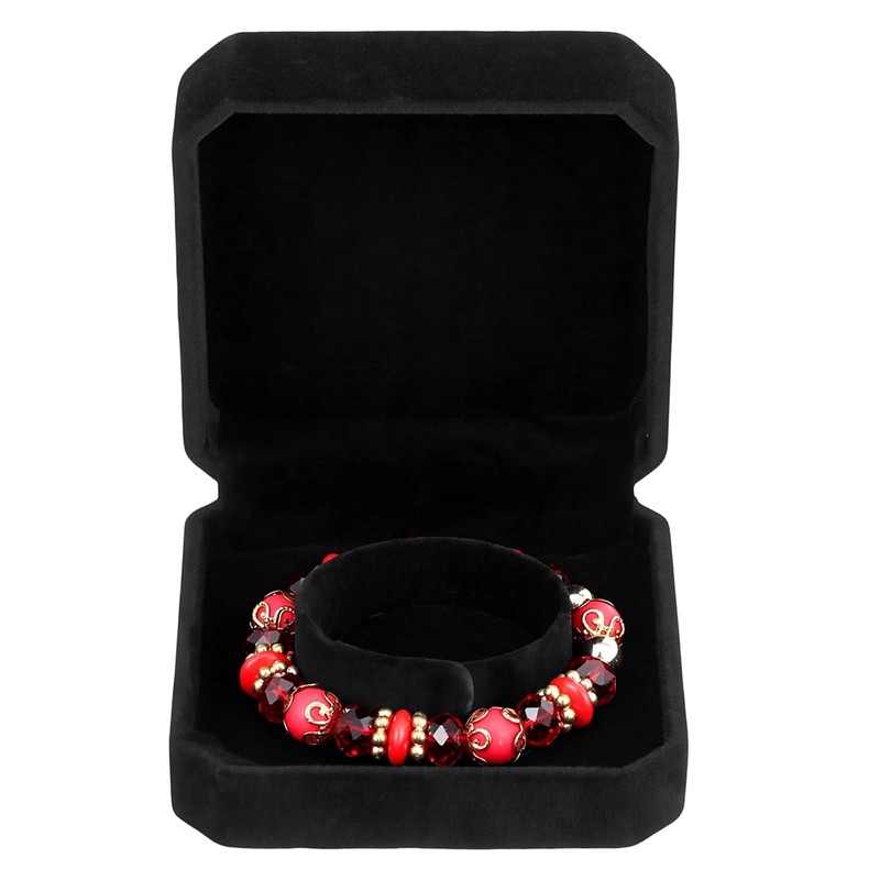 Douaowoc 12 Pcs Velvet Bracelet Box Classic Black Bracelet Gift
