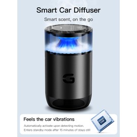Geinself Smart Car Air Freshener Diffuser, Waterless Essential Oil Diffuser with 4 Modes, 4 Scent Refills, Auto On/Off, USB - C Rechargeable Wireless, Ambient Light for Home/Car Use (5502-Black)