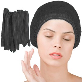 Smilco Disposable Bouffant Caps 100 Pcs,21inches Hair Net Elastic Dust Cap for Food Service, Sleeping Head Cover (Black)