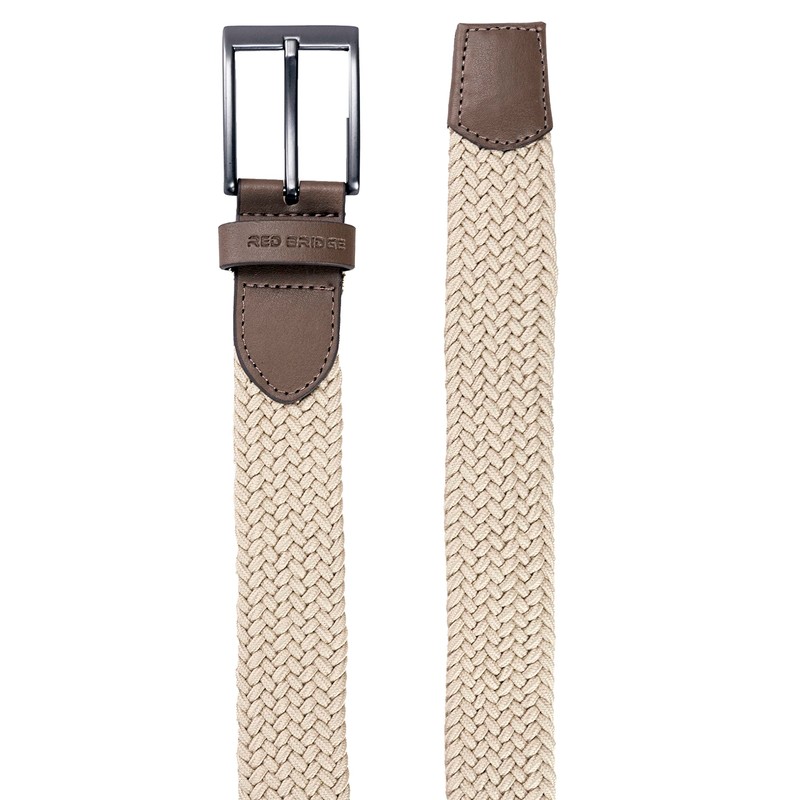 Redbridge Braided Belt Elastic Flexible Adjustable Unisex Stretch Belt, beige