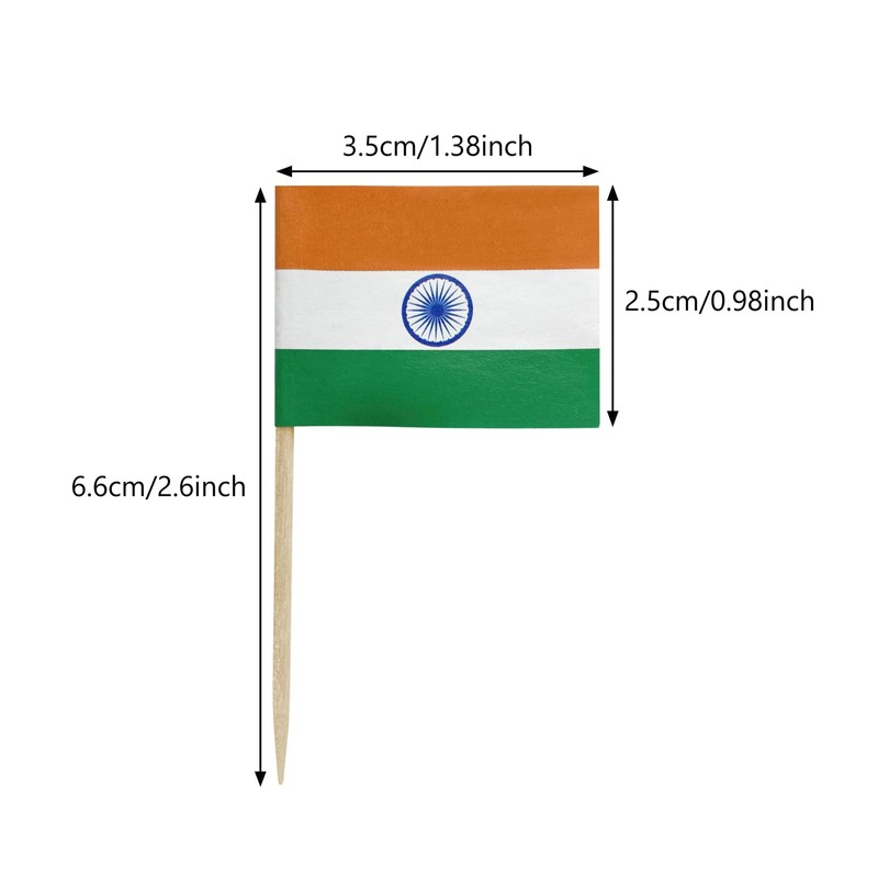 100 Pcs India Flag Indian Toothpick Flags Cocktail Picks Mini