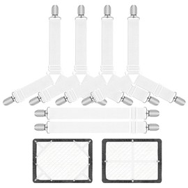 Azlanway Bed Sheet Tensioners, Pack of 6 Triangular Bed Sheet Clips, Adjustable Elastic Bed Sheet Tie Down Straps with Metal Clips, Wrinkle-Free Fitted Sheet Holder, Sheet Tensioner for Bed Linen
