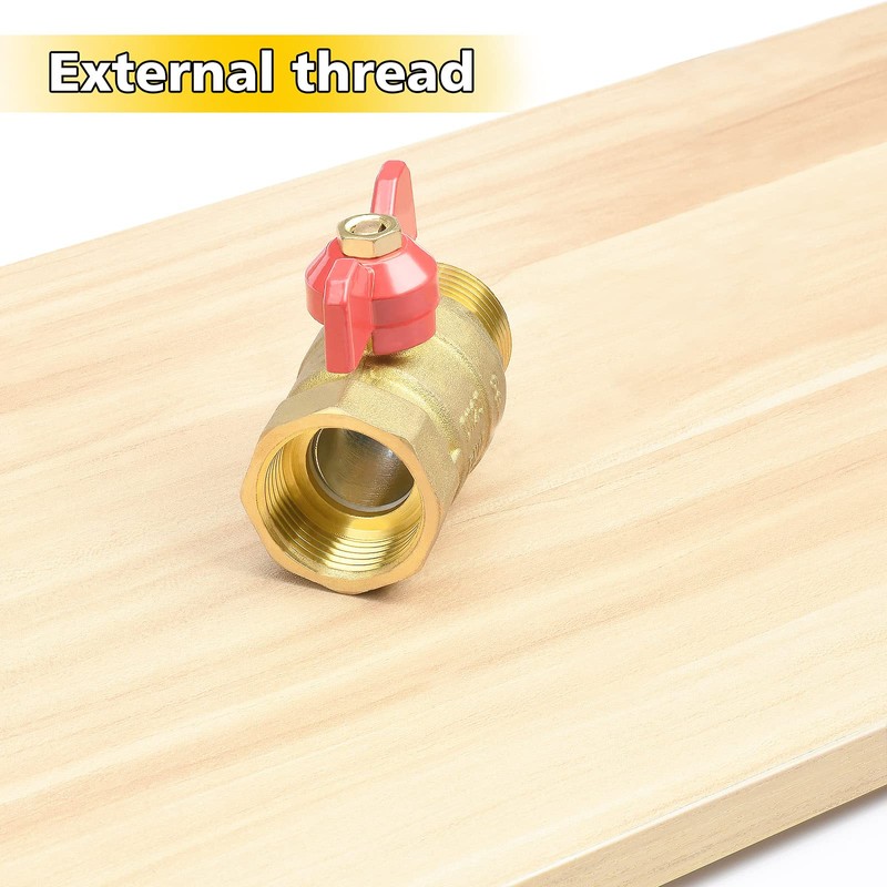 Oumuik Brass 3/4 Inch Ball Valve with Red Wing Handle