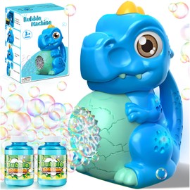 Dino, macchina per bolle di sapone per bambini, pistola per bolle di sapone, elettrico, con grande serbatoio, pistola con luce a LED, giocattolo per attività all'aperto, giardino, matrimonio
