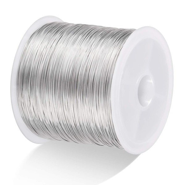 328Ft Jewelry Wire Craft Wire 26 Gauge Tarnish Resistant Jewelry Beading Wire Copper Beading Wire for Jewelry Making Supplies and Crafting, 0.4mm X 100m,Siliver