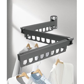 LSQCSN Collapsible Drying Rack for Laundry Wall Mount Clothes Drying Rack for Apartment Tri Folding Clothing Rack Hangers Space Saving Desgin Carbon Steel Material (Grey)