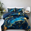 Holawakaka Dark Blue Gold Marble Bedding Comforter Set Queen Size