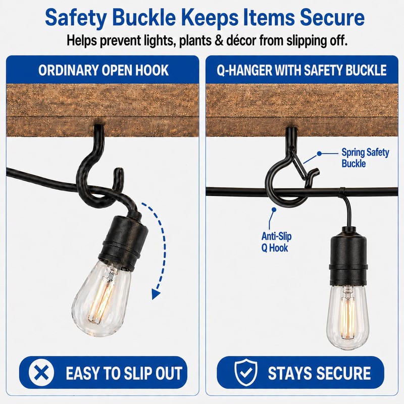 TviewSmart Q Hanger Screw Hooks for Hanging Outdoor String Lights