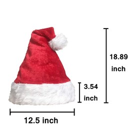 2 Pack Plush Santa Hats, Christmas Santa Hats for Christmas Party, Adult Size