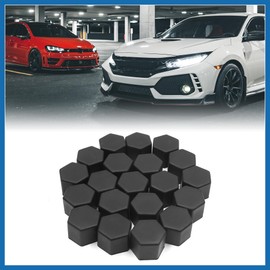 A ABSOPRO 20pcs 21mm Rubber Car Wheel Tire Nut Screw Lug Dust Cover Caps Hub Protector Black Item Replacement