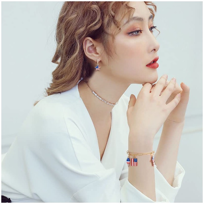 COGCHARGER Pack of 40 American Flag Charms Pendants Independence Day