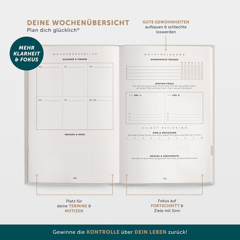 The 6-Minute Success Journal, Daily Planner for More Motivation, Self-Reflection
