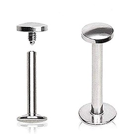 Covet Jewelry 316L Internally Threaded Labret with Round Flat Disc (14GA, Length: 3/8", Ball Size: 4mm)