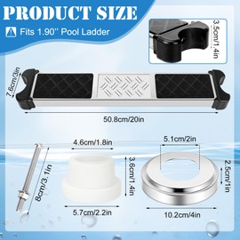 4Pcs Stainless Steel Pool Ladder Steps Replacement with Pool Ladder Escutcheon & Pool Ladder Bumpers 1.9 Inch Non Slip Swimming Pool Ladder Rung Step with Bolts for Inground and Above Ground Pools