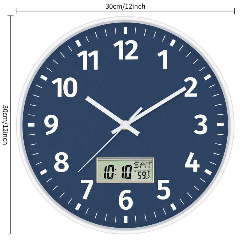 Foxtop Digital Wall Clock with Time, Day of Week and