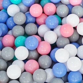 2.2in/5.5cm Ball Pit Balls, 100-Pack (Sky Blue + Pastel Blue + Sweet Pink + Light Gray + White) - Non-Toxic, Durable for All-Around Play, Ages 3+