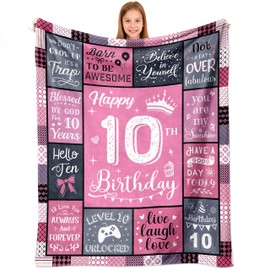 10 Year Old Girl Birthday Gifts, Birthday Gifts for 10 Year Old Girls, 10th Birthday Gifts for Girls, Birthday Presents for 10 Yr Girls, Gifts for Girls Age 10, Double Digits Birthday Blanket 60"X50"
