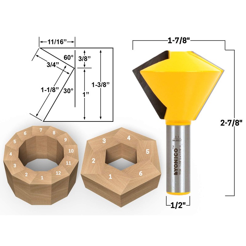 YONICO Birdsmouth Router Bit 6 and 12 Sided 1/2-Inch Shank
