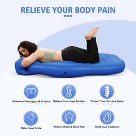 PregSpag Inflatable Full Body Pregnancy Pillow for Prone Sleeping - Maternity Air Mattress with Belly Hole & Electric Pump,Relieves Back/Hip Pain (Blue)