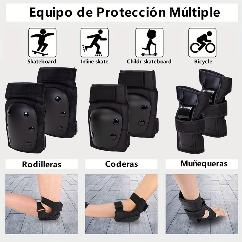 6PCS Juego de Rodilleras Coderas y Muñequeras Ajustable EVA Engrosada