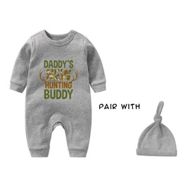 culbutomind Baby Twins Romper Bodysuit Boy Girl Daddy's New Hunting Friend Fun Baby Gifts Birth Funny Baby Clothing, grey hunting buddy