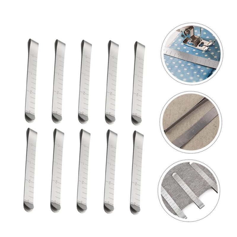 Gatuida 10 Pcs Hemming Clips for Sewing with Measurement Ruler