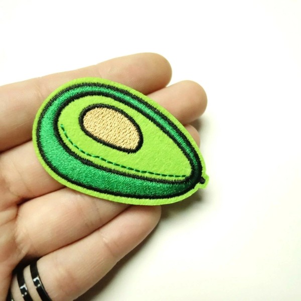 Unbranded Avocado Patch Cartoon Iron-On/Sew-On Embroidered Applique Motif Vegan Vegetarian