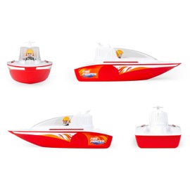 Lena BOAZZ Fire Boat 36 cm, Toy Boat Suitable for Indoor and Outdoor Use, for Children from 2 Years, Cabin to Open, Two Seats Plus Toy Figure, Red