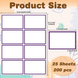 Starboling Name Tag Stickers, 200 Pcs 3"x2" Deep Purple Plain Name Tag Stickers with Colorful Border, for Office, Meeting, School and Home