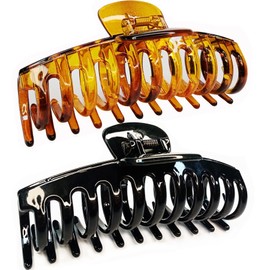 Accglory 5.5“ Extra Large Hair Clips Long Thick Hair Women’s Jumbo Hair Claw Clips Huge Black Brown XL Giant Claw Clips Strong Basic Gripe Clips