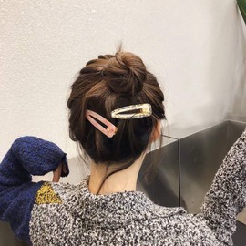 6PCS Women Fashion Alloy Duckbill Clamps Resin Alligator Hair Clips Hairpins Geometric Acrylic Bangs Clip Hairpin Clip Hair Accessories (Drop-shaped)