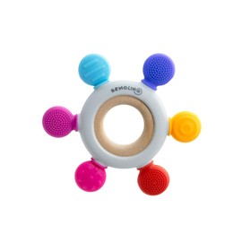 Mordedera para Bebé de Silicón – Suave, con Texturas Sensoriales – Alivia la denticion - Fácil de Lavar, Libre de BPA Remolino (Arcoiris)