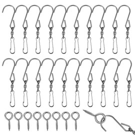 Pack of 20 Wind Spinner Swivel Hooks for Hanging Plants 360 Degree Dual Windsock Clip Chain Hanging Hook with 8 Ceiling Screws Bird Feeder Houses Planters Baskets Chimes