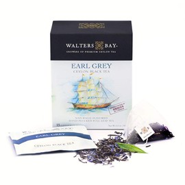 Walters Bay Earl Grey Tea, 15 Count, Premium, Ceylon Black Tea, 100% Hand Plucked, Caffeinated, All Natural, Pyramid Bag, Sri Lankan Tea