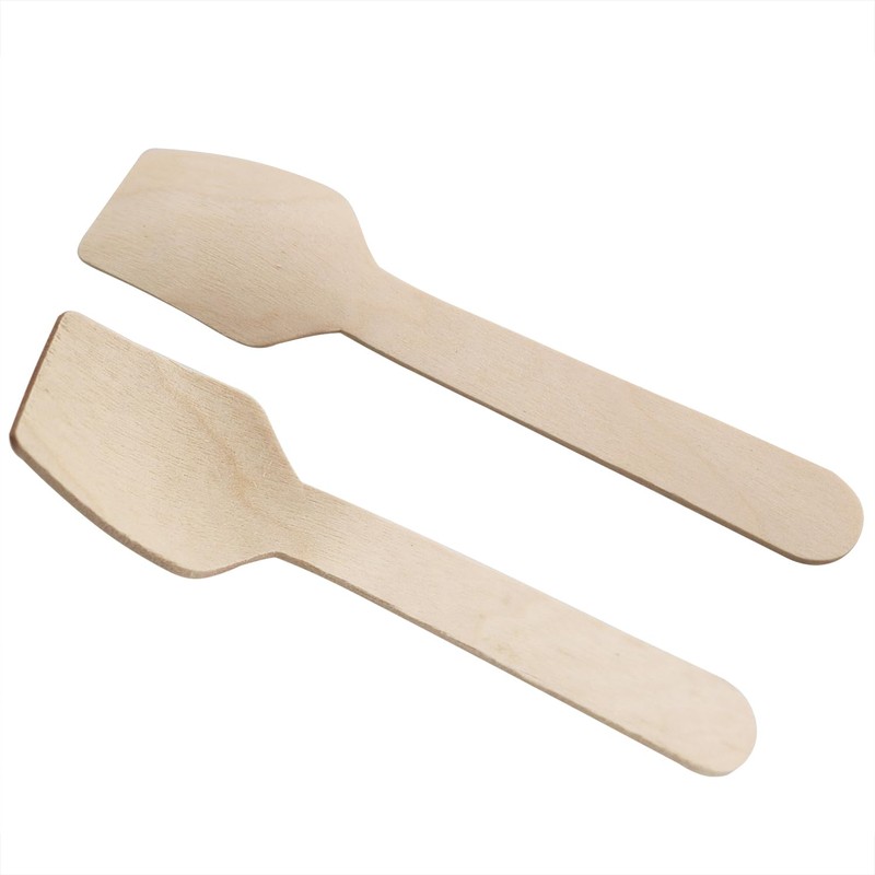 100PCS 3.75 inch Mini Wooden Square Scoop Spoon Square Head