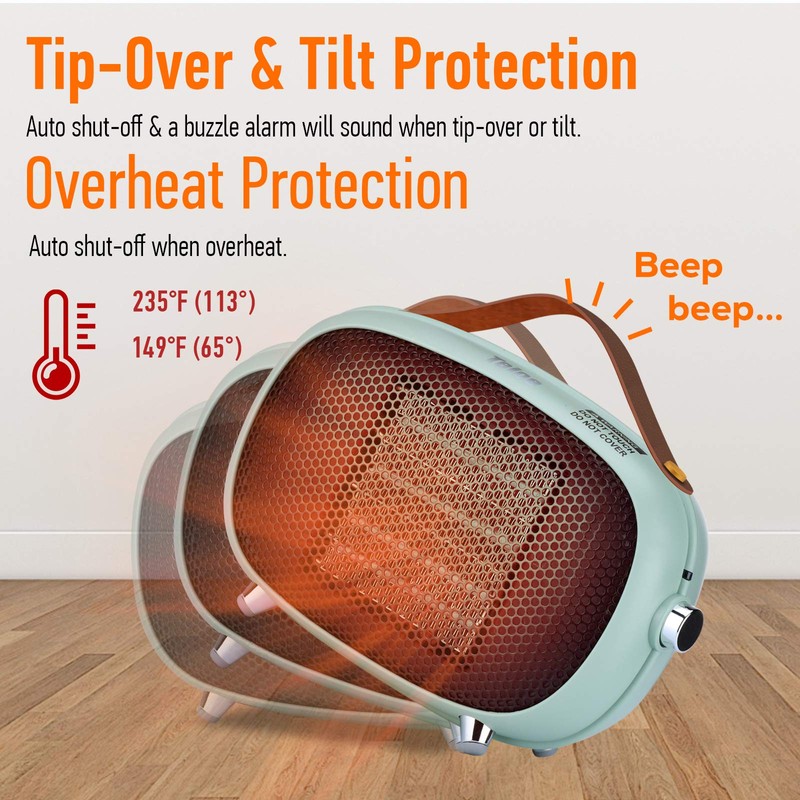 Space Heater, Teioe Mini Electric Space Heater 800W/400W, Small PTC
