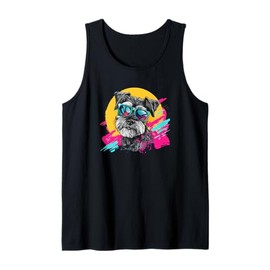 Funny Retro Vintage 80s Miniature Schnauzer Lover Tank Top