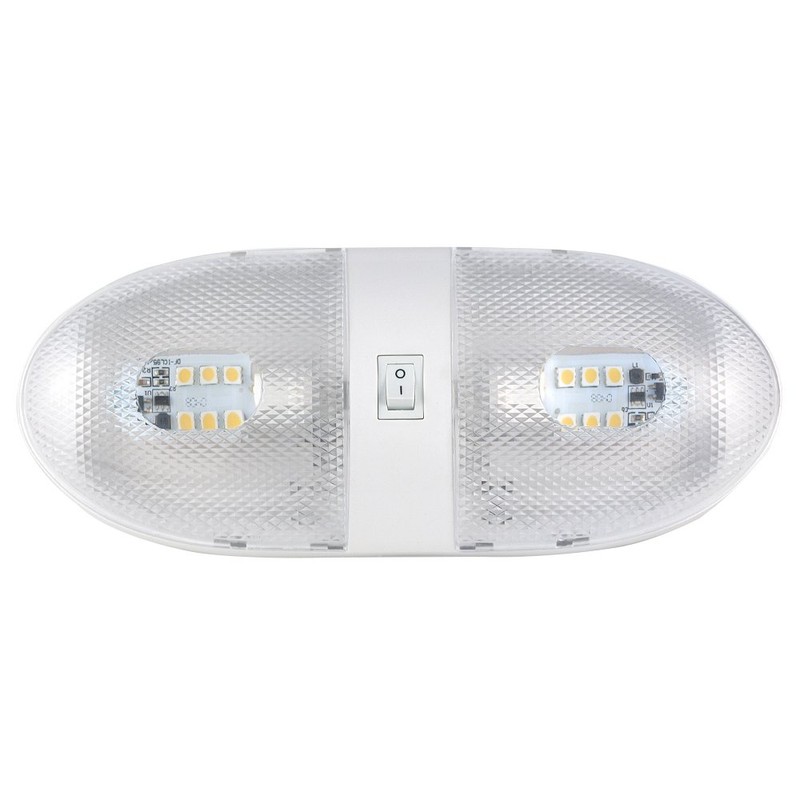 Lumitronics RV 12V Double LED Ceiling Dome Light, On/Off Switch,