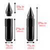 Black 20 PCS M12x1.25 Lug Nuts Spiked 60mm Extended Tuner