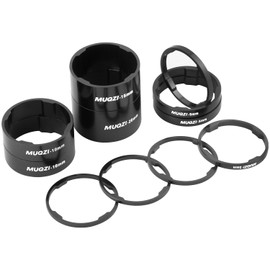 MUQZI Pack of 11 Bicycle Ahead Stem Spacer 1/8 Inch MTB Headset Spacer Aluminium MTB Spacers Bicycle Fork Headset Spacer for Road Bike, Black