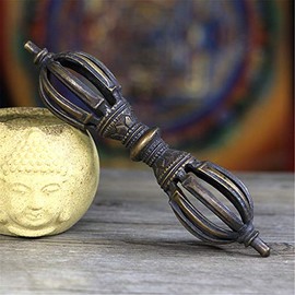 Gandhanra Powerful Vintage Tibetan Buddhism Dharma Ritual Vajra Dorje,Nine-pronged Phurba Pestle,Tantric Energy Device, Handmade in Nepal