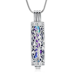 VCCWYQK Cremation Jewelry Urn Necklace for Ashes Pendant with Hollow Glass Vial Cylinder Cremation Keepsake Memorial Lockets Ashes Holder for Women Men Pet (A)