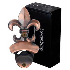 Luwanburg Rustic Fleur De Lis Bottle Opener Wall Mounted Beer Cap Opener Table Mounted Antique Copper