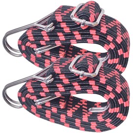 Elastic Band with Hooks, Expander 100 cm Expander with Hooks, Set of 2 for Outdoor, Garden and Camping, Transport and Fixation, Motorcycle, Bicycle, Red