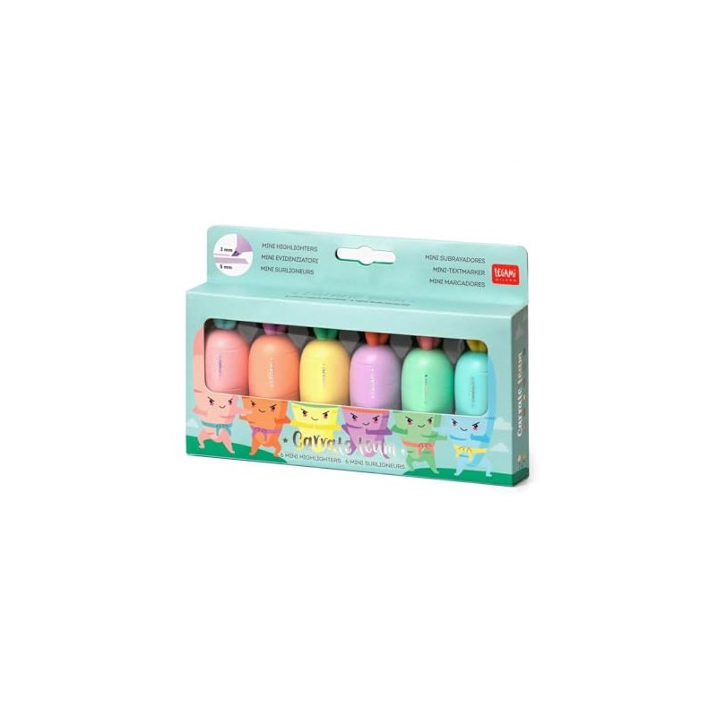 Legami HC0001 Set of 6 Mini Highlighters Carrate Team Carrot