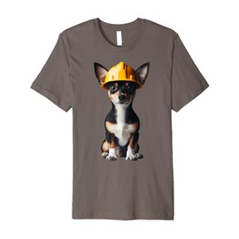 Toy Fox Terrier Dog Yellow Hard Hat Construction Worker Crew Premium T-Shirt