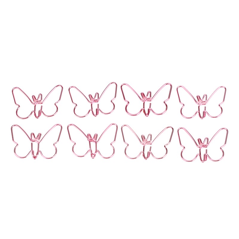 50Pcs Pink Butterflies Paperclip Cartoon Color Plating Innovative Cute Paperclips