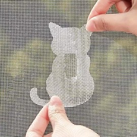 Ximimark 20 PCS Cat-Shaped Window Screen Repair Patches - Strong Adhesive for Pet Mesh Screen Door Repairs